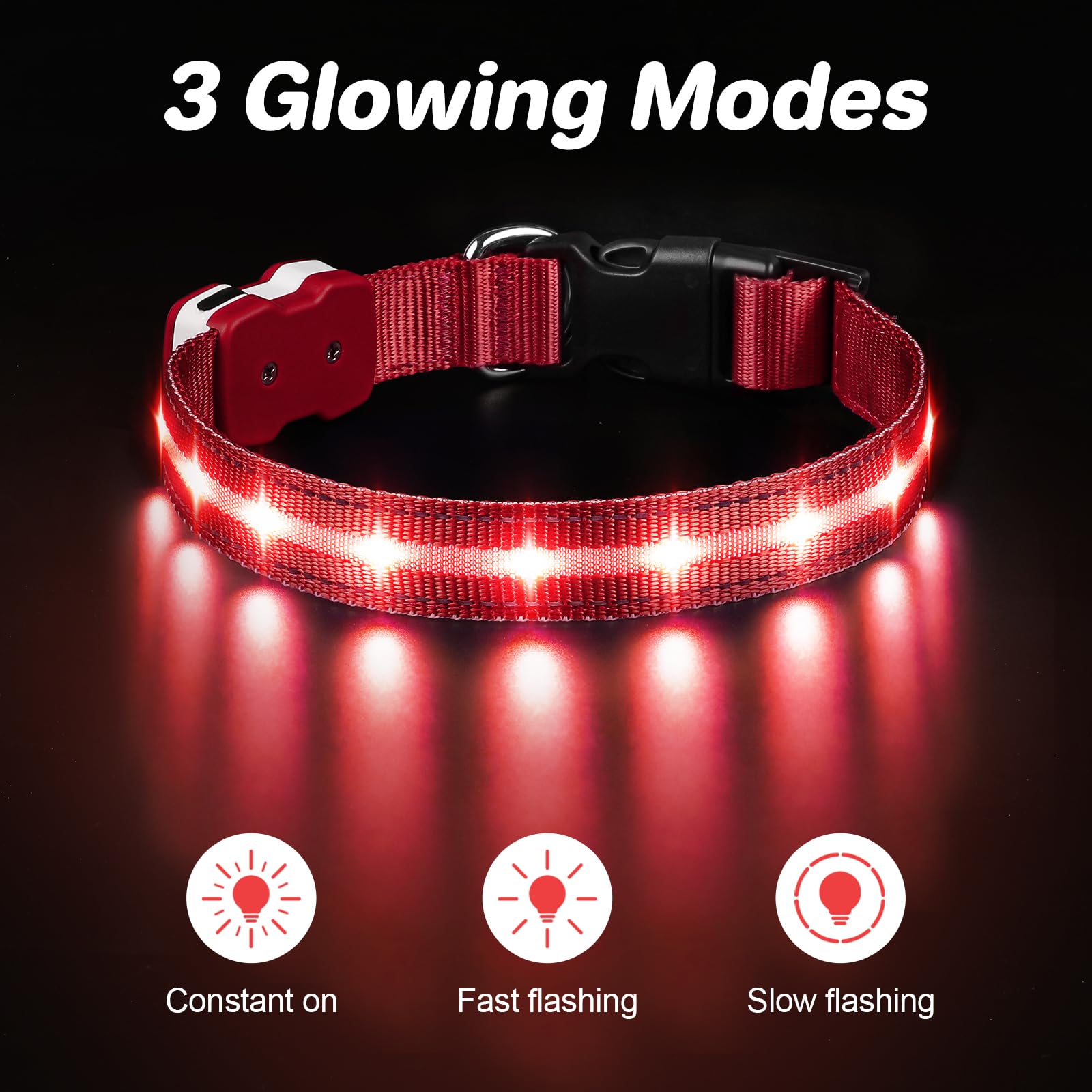 PcEoTllar collar con 3 modos de parpadeo para seguridad