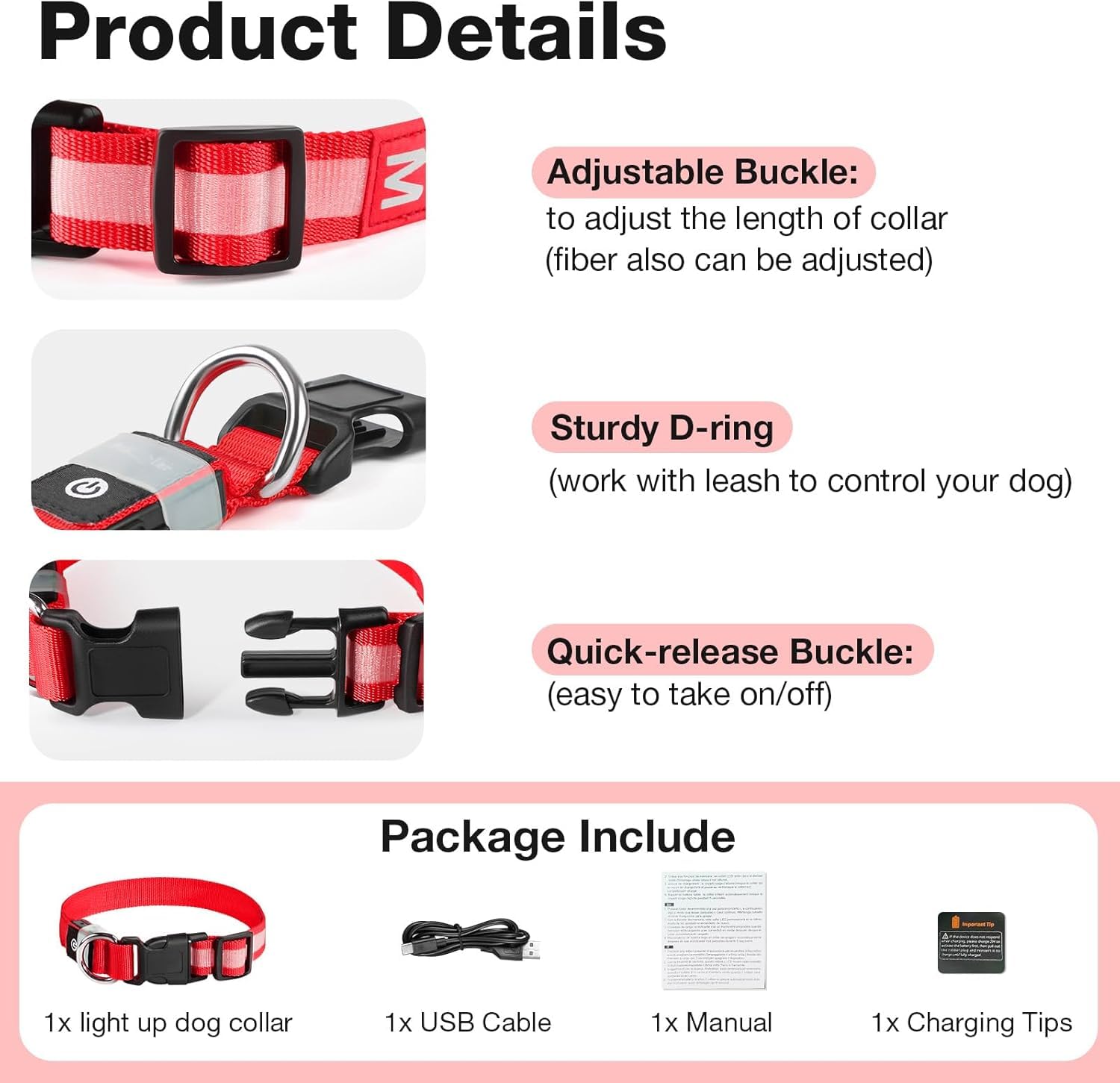 PcEoTllar collar duradero y ajustable para perros de distintos tamaños.
