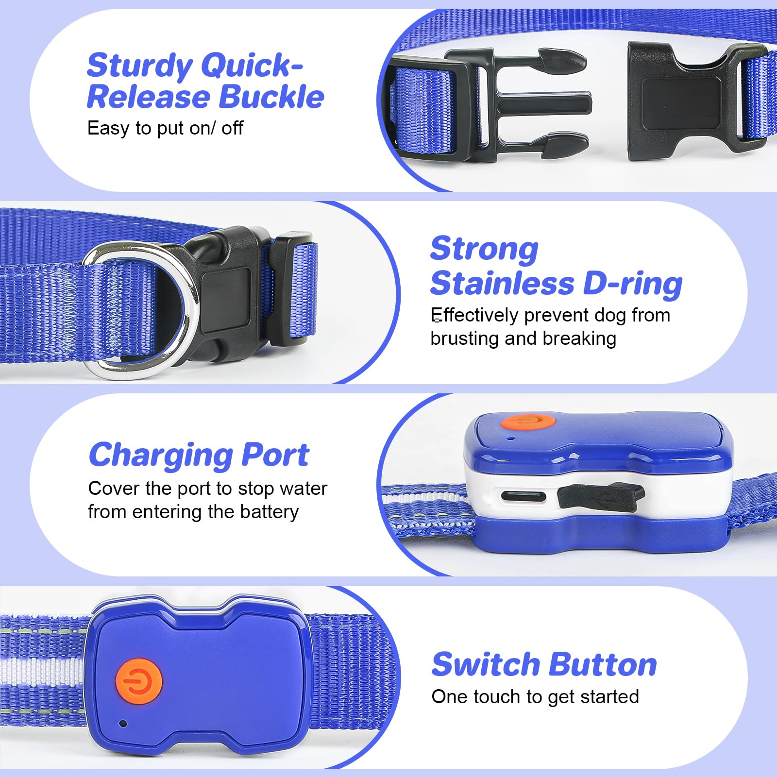 PcEoTllar collar perro recargable para paseos largos