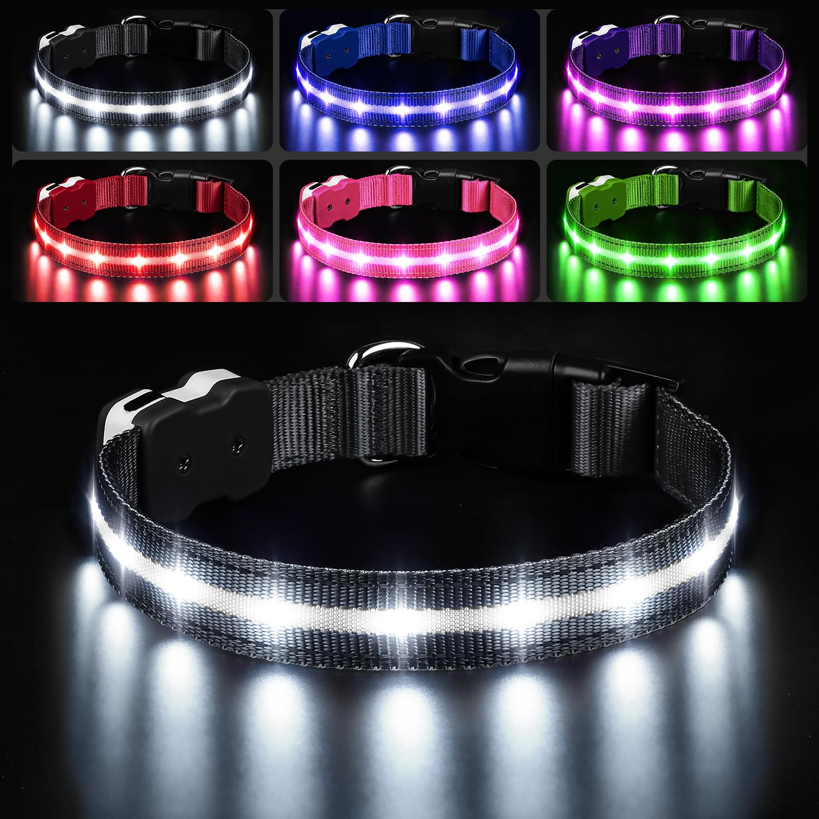 PcEoTllar collar led, luz brillante para paseos nocturnos.