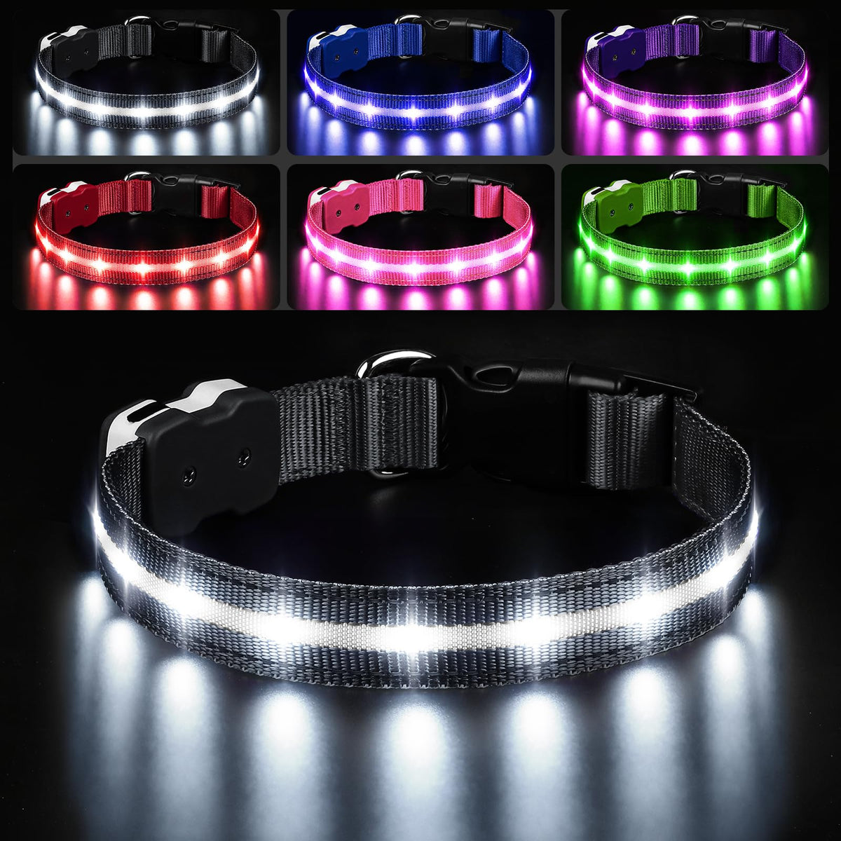 PcEoTllar collar led, luz brillante para paseos nocturnos.