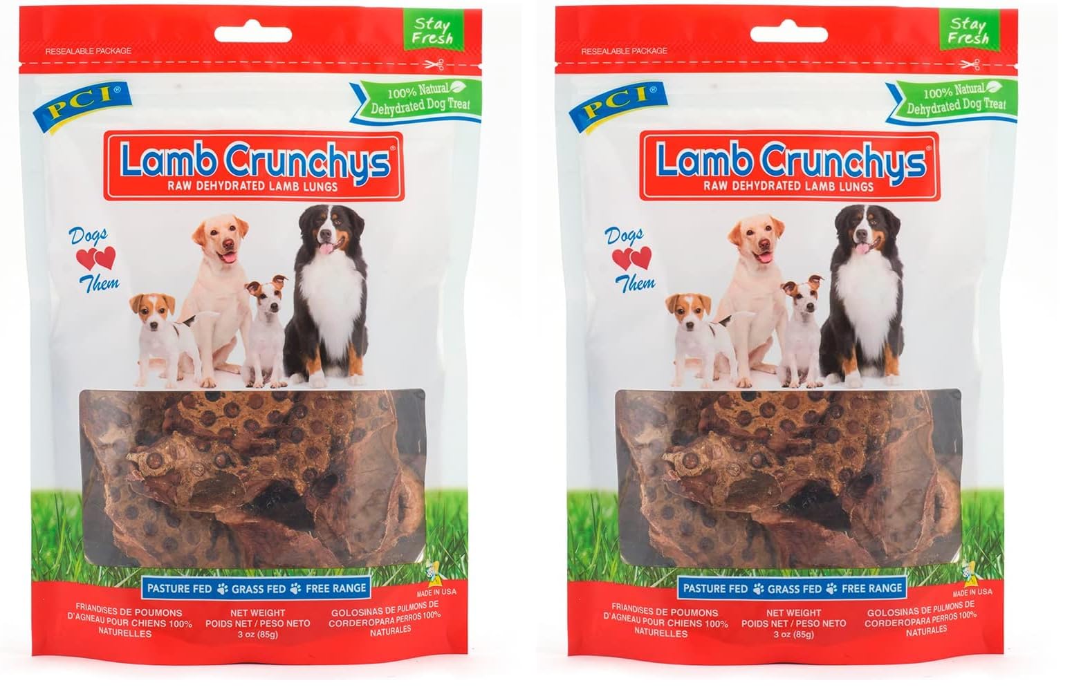 PCI Lamb Crunchys Pulmones de cordero crujientes, snack natural para perros y masticación