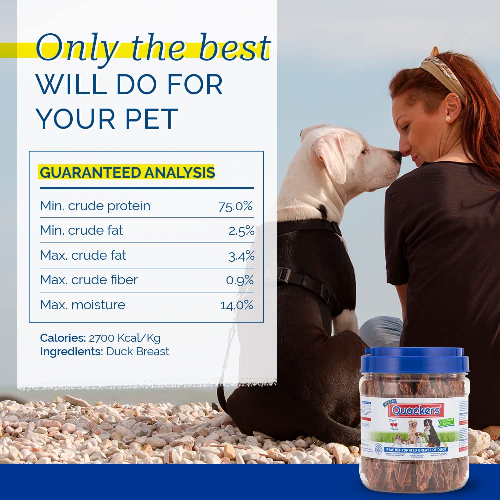 PCI Quackers pechuga de pato deshidratada, fuente de proteína para perros.