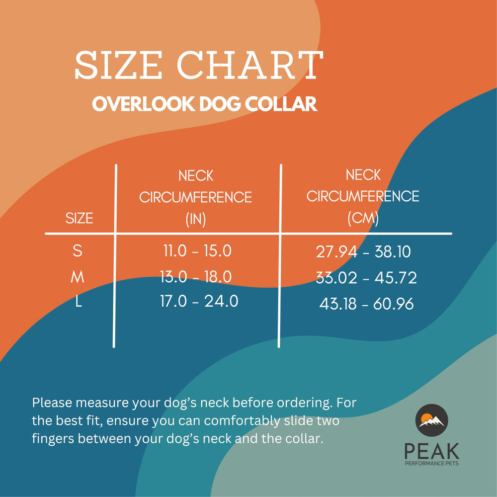 Peak Performance Pets Overlook Collar, textura de nylon con recubrimiento PVC, resistente para uso diario.