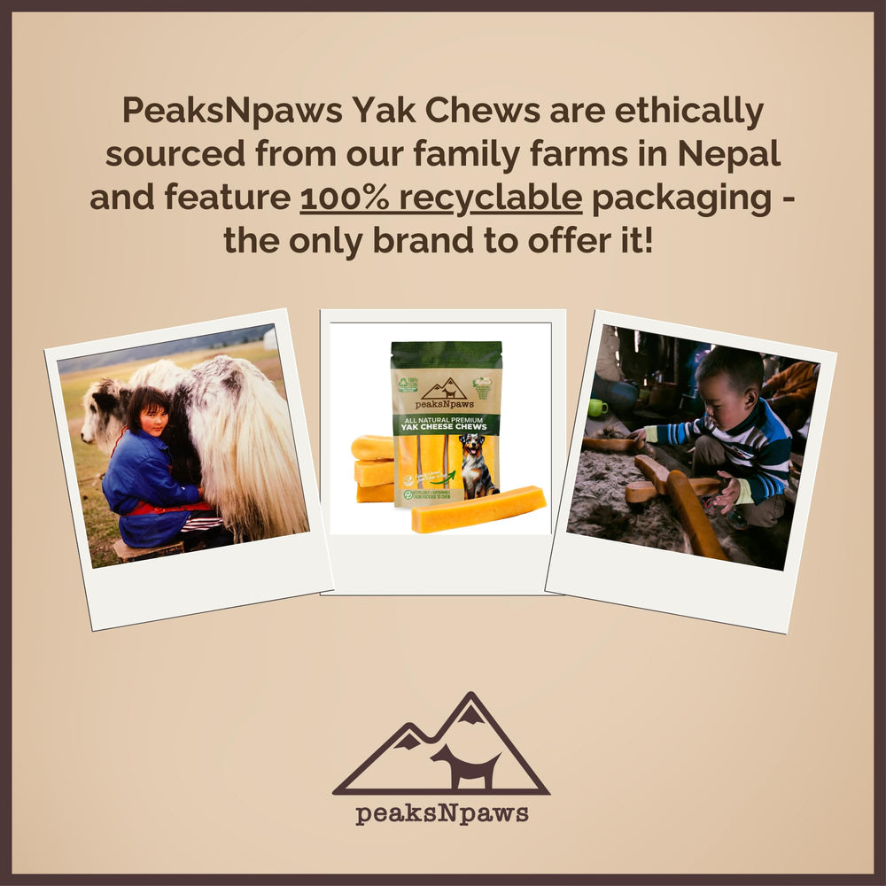 peaksNpaws bolsa con masticables de queso yak Himalayo para perros grandes.