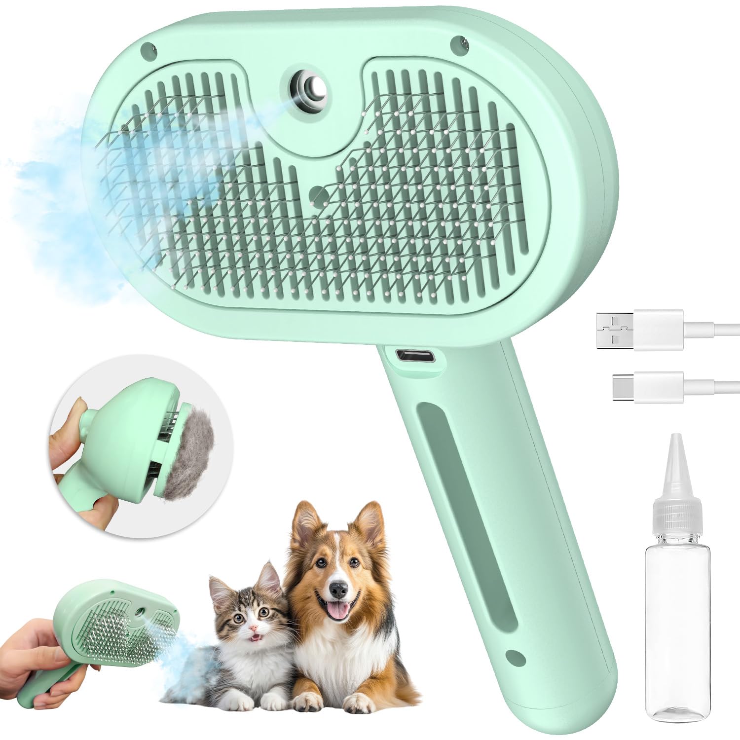 Pecait cepillo vapor gato para eliminar pelos sueltos durante el cepillado.