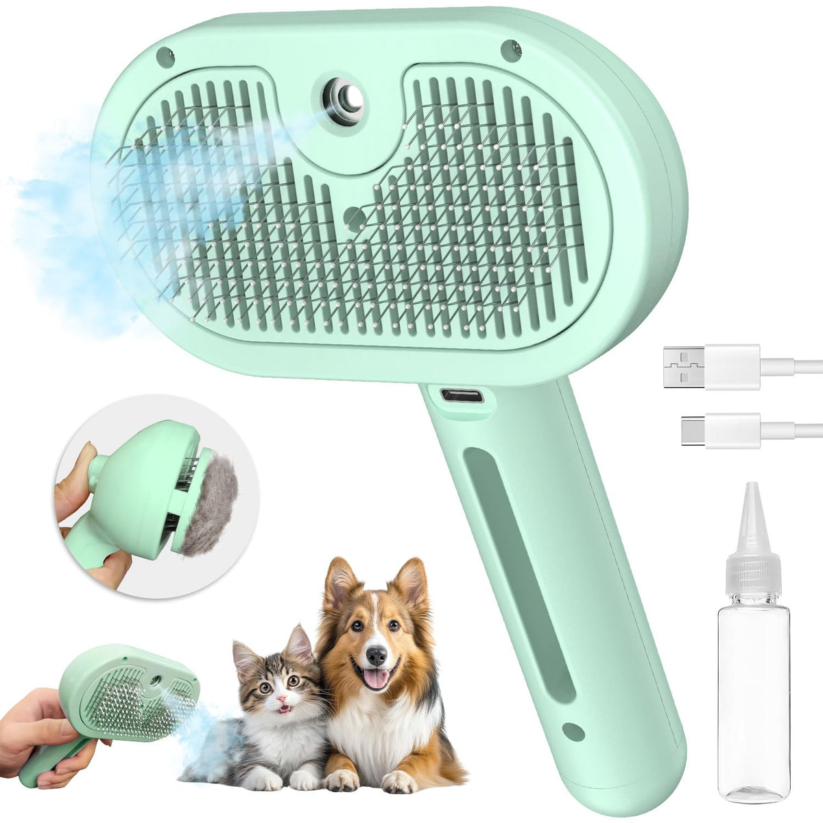 Pecait cepillo vapor gato para eliminar pelos sueltos durante el cepillado.