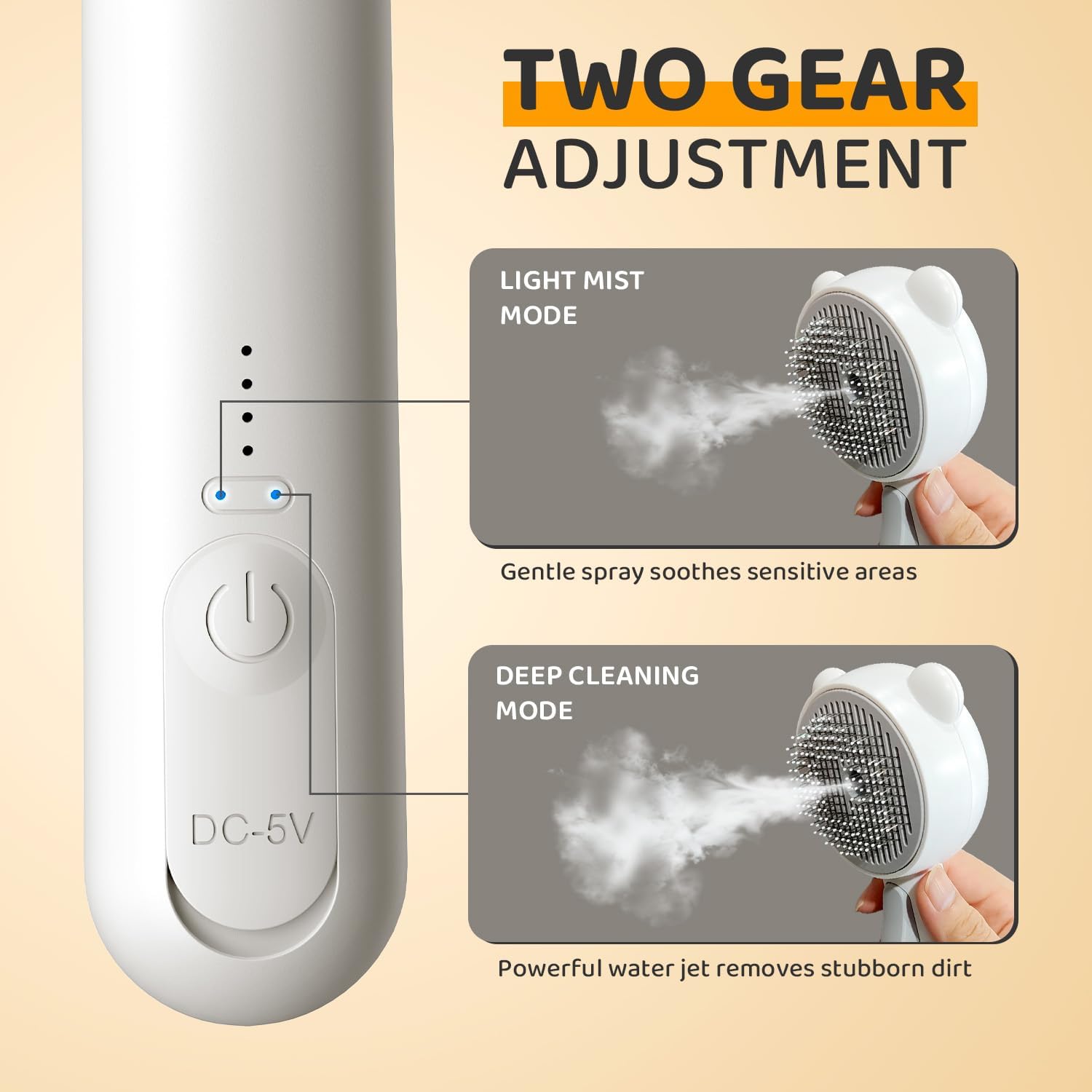 Pecait cepillo vapor gatos ergonomico, diseño ligero para agarre seguro.