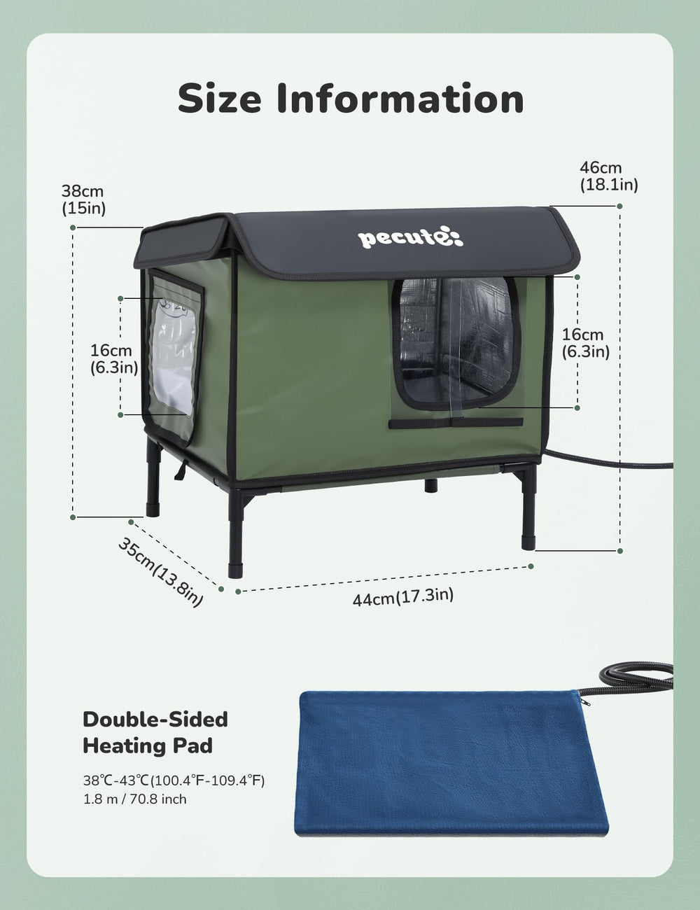 Ideal para porches, garajes o cobertizos, refugio seguro para gatos