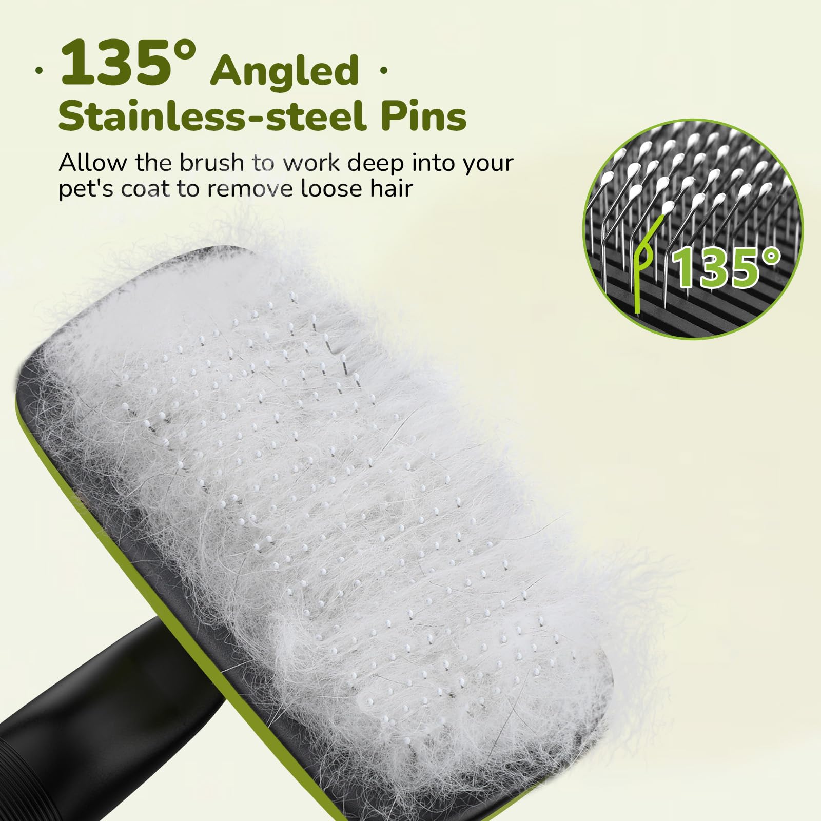 Pecute cepillo con cerdas de acero inoxidable a 135° para deslanar con suavidad