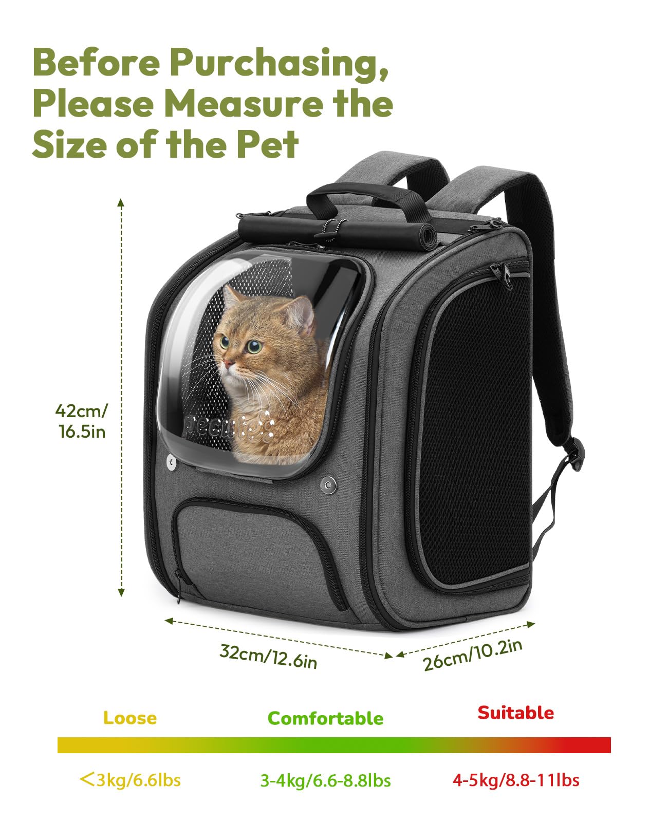 Pecute dimensiones gato tallas: guía para elegir la mochila adecuada.