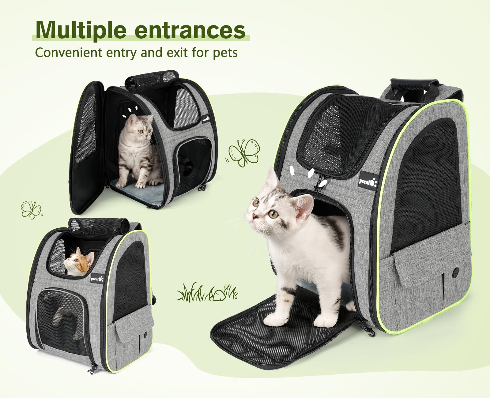 Pecute dimensiones disponibles en L y XL para gatos y perros pequeños.