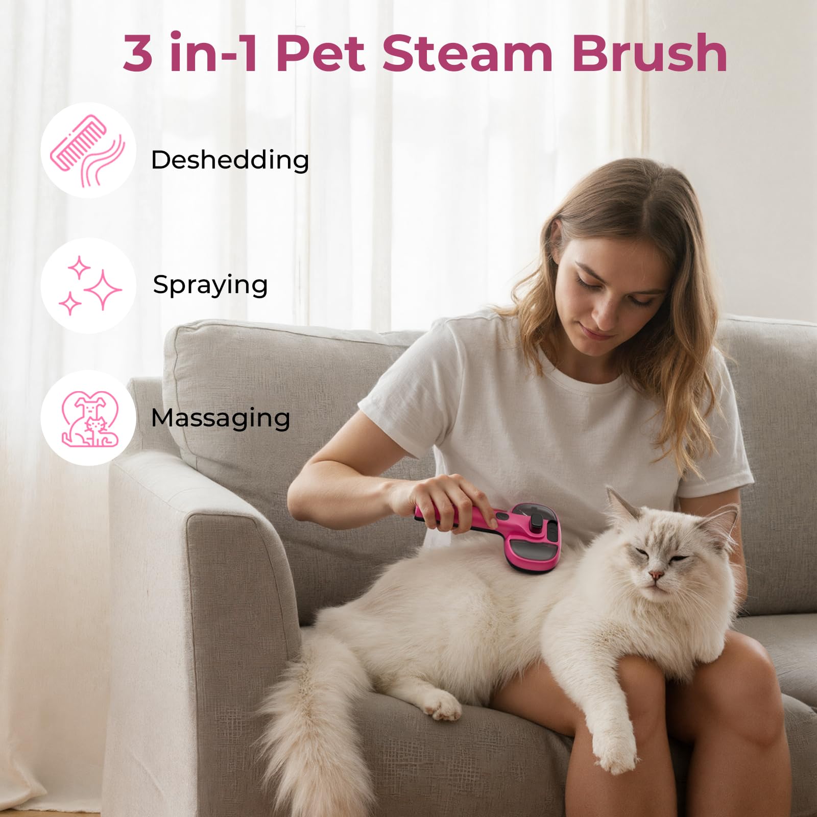 Pecute Cepillo de Vapor para Gatos, dos Modos, para desobstruir nudos.