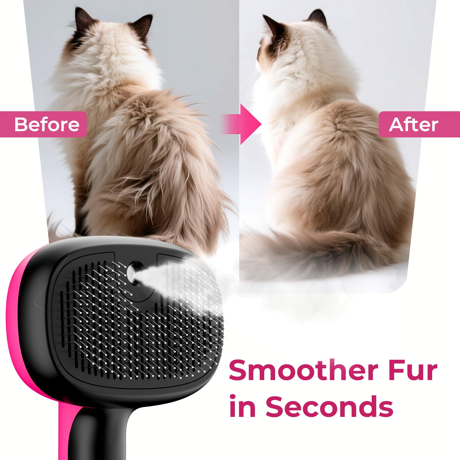 Pecute Cepillo de Vapor para Gatos, niebla fría para peinado seguro.