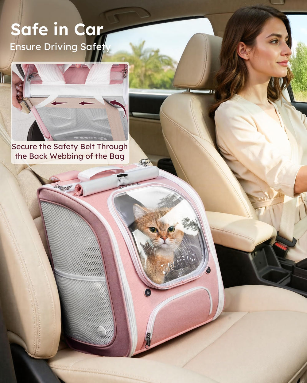 Mochila Pecute gato acolchado extraíble para lavado