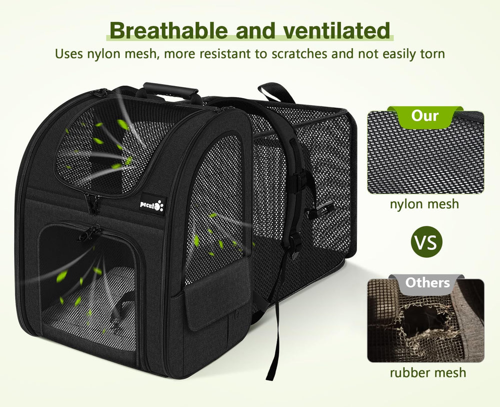 Pecute Gato Mochila Expandible Malla: correas ergonómicas para mayor comodidad