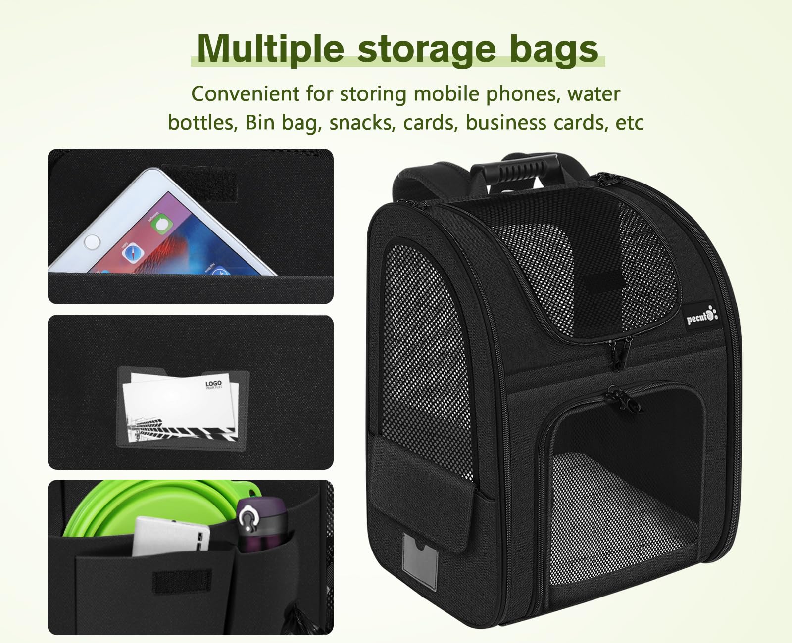 Pecute Gato Mochila Expandible Malla: dimensiones ajustables para felinos