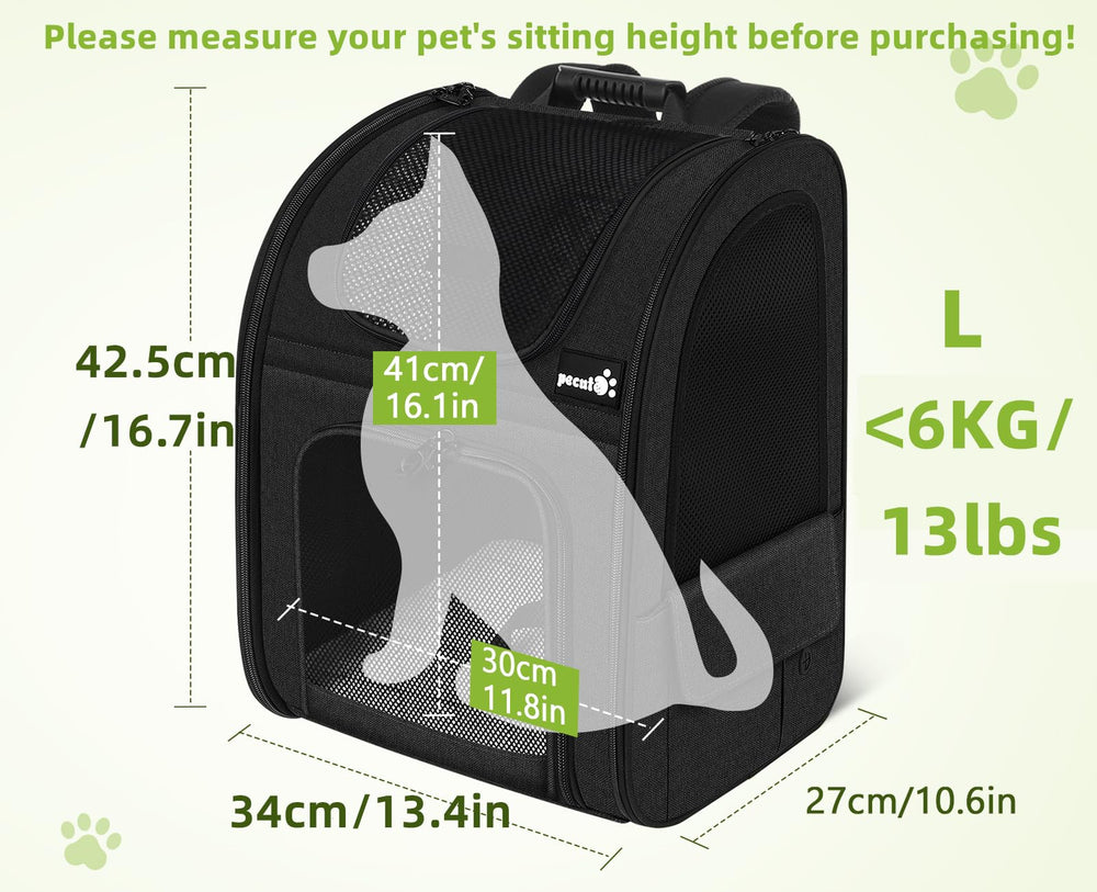 Pecute Gato Mochila Expandible Malla: ventilación lateral para mejor flujo de aire