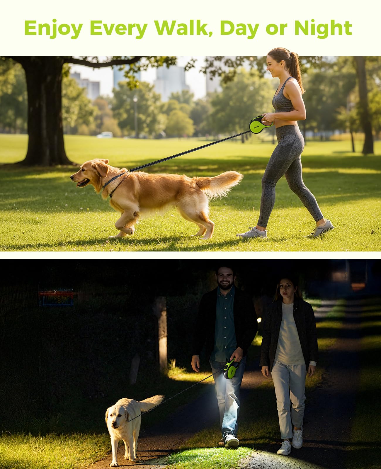 Pecute: luz LED de 50 lúmenes integrada para iluminación durante el paseo.