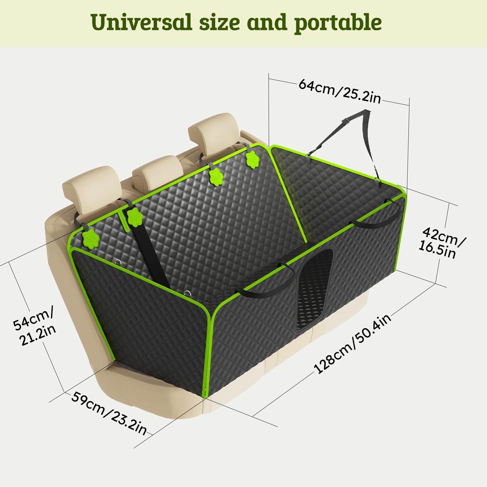 Pecute: cobertura amplia de 133 x 62 cm para la banqueta trasera.