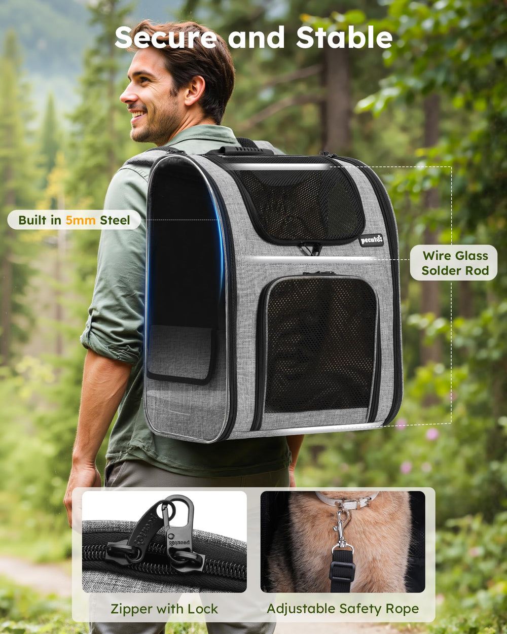 Base de la Mochila Pecute con dos caras: cálida y fría para comodidad.