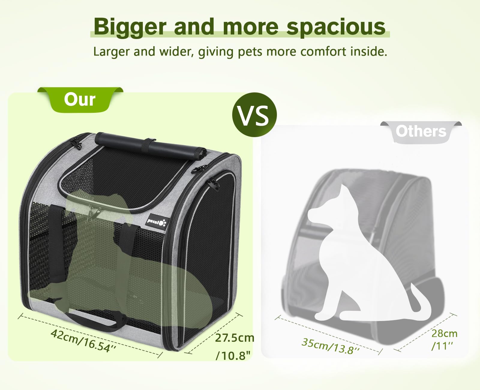 Mochila para gatos Pecute con estructura resistente para seguridad y forma estable.