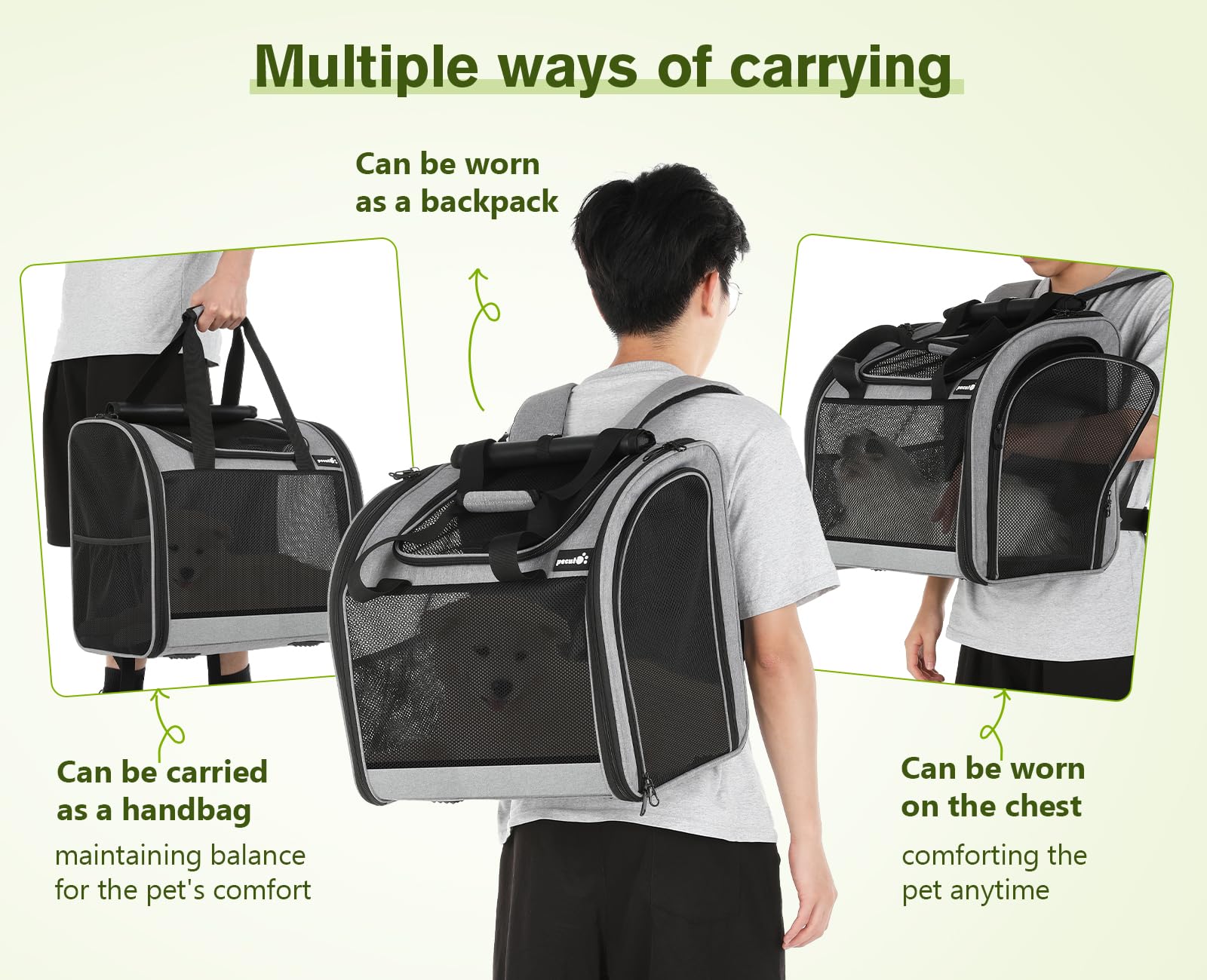 Mochila Pecute con malla respirable para mejor ventilación y confort.