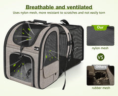 Pecute mochila portamascotas: comodidad con base acolchada y funda lavable.