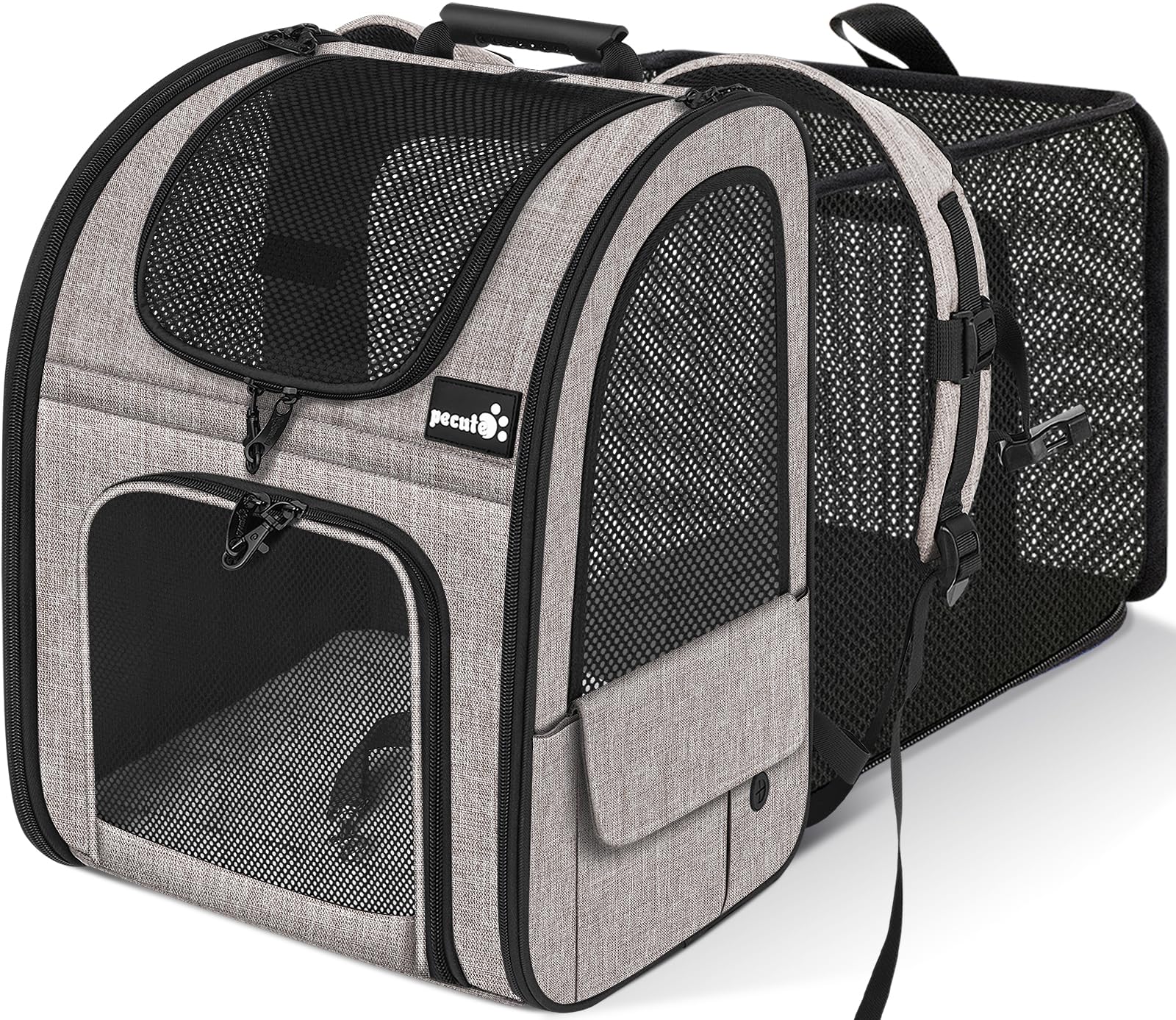 Pecute mochila portamascotas: dimensiones ideales para mascotas pequeñas y gatos.