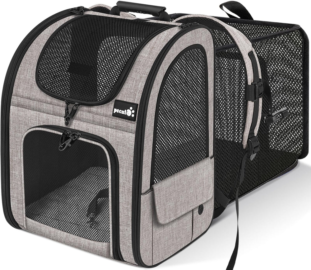 Pecute mochila portamascotas: dimensiones ideales para mascotas pequeñas y gatos.