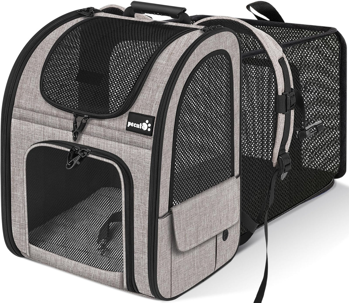 Pecute mochila portamascotas: dimensiones ideales para mascotas pequeñas y gatos.