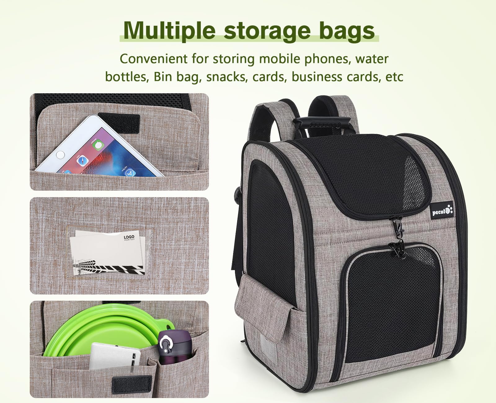 Pecute mochila portamascotas material Oxford impermeable ofrece durabilidad.