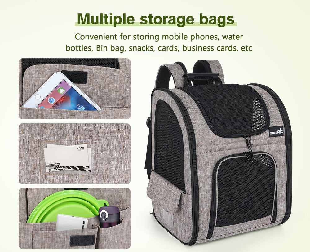 Pecute mochila portamascotas material Oxford impermeable ofrece durabilidad.