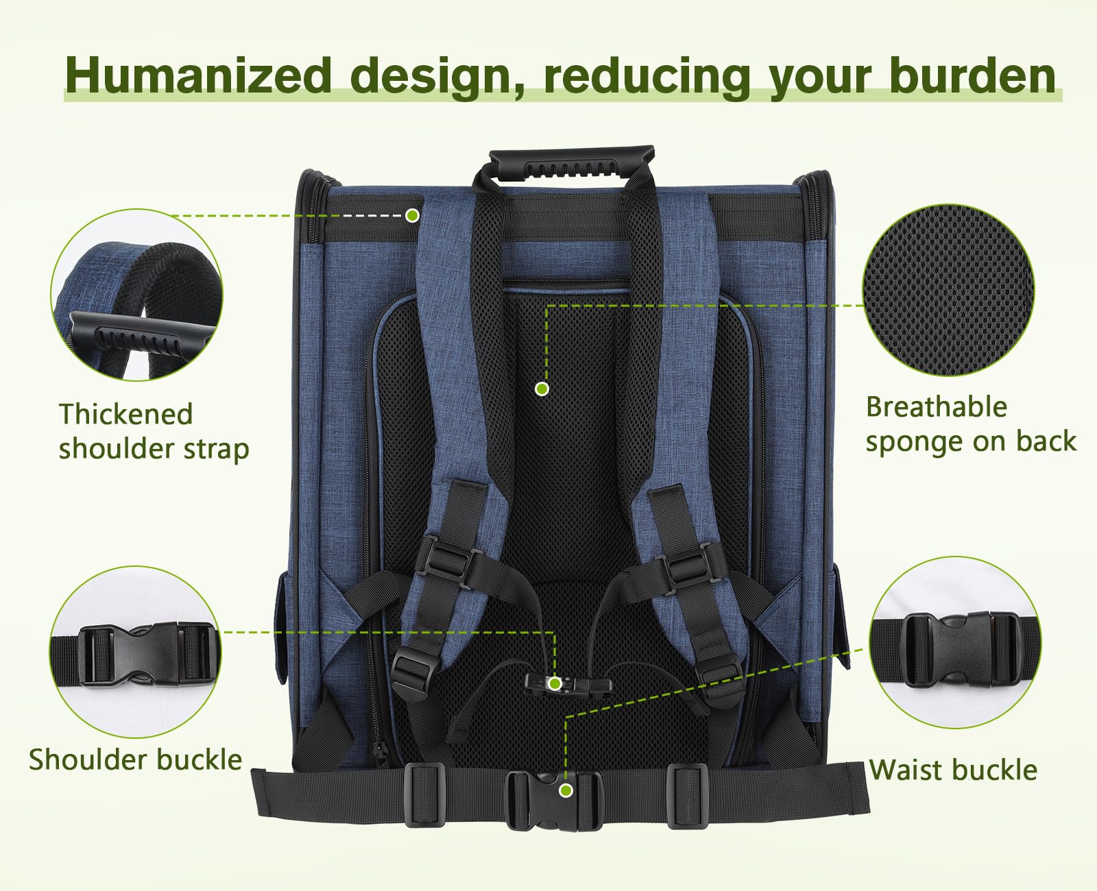 Pecute Diseño ergonómico con correas y respaldo para mayor soporte