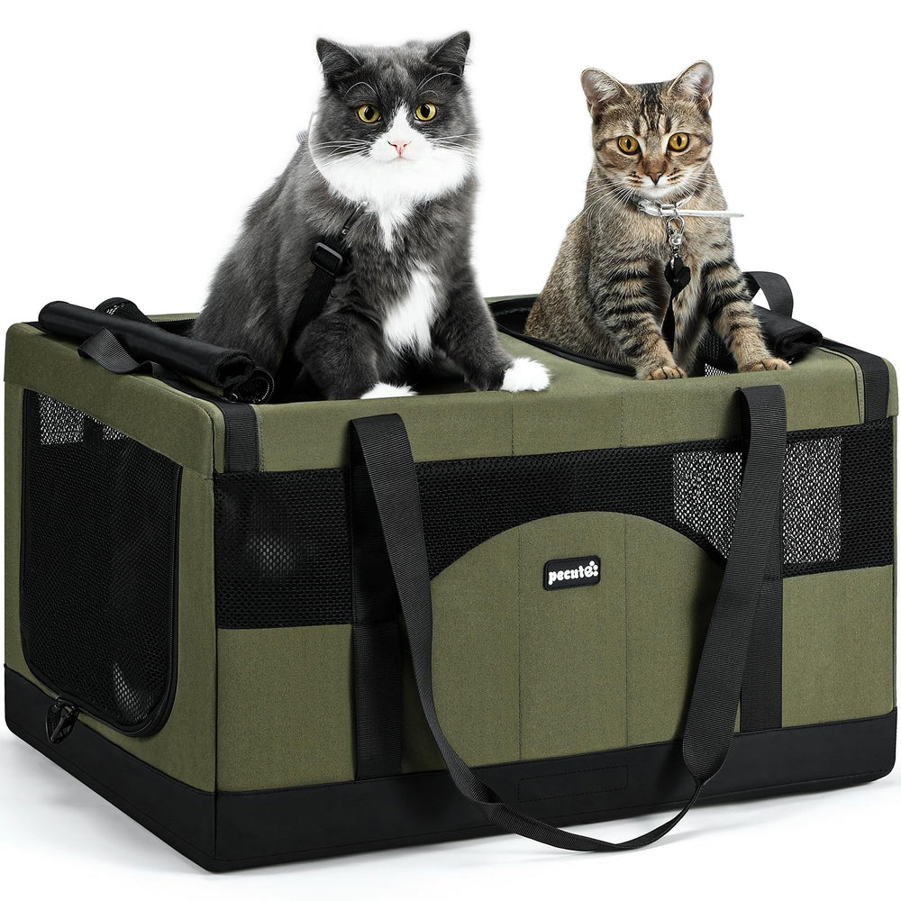 Pecute porta-gatos grande con marco de acero integrado para viajar con estabilidad