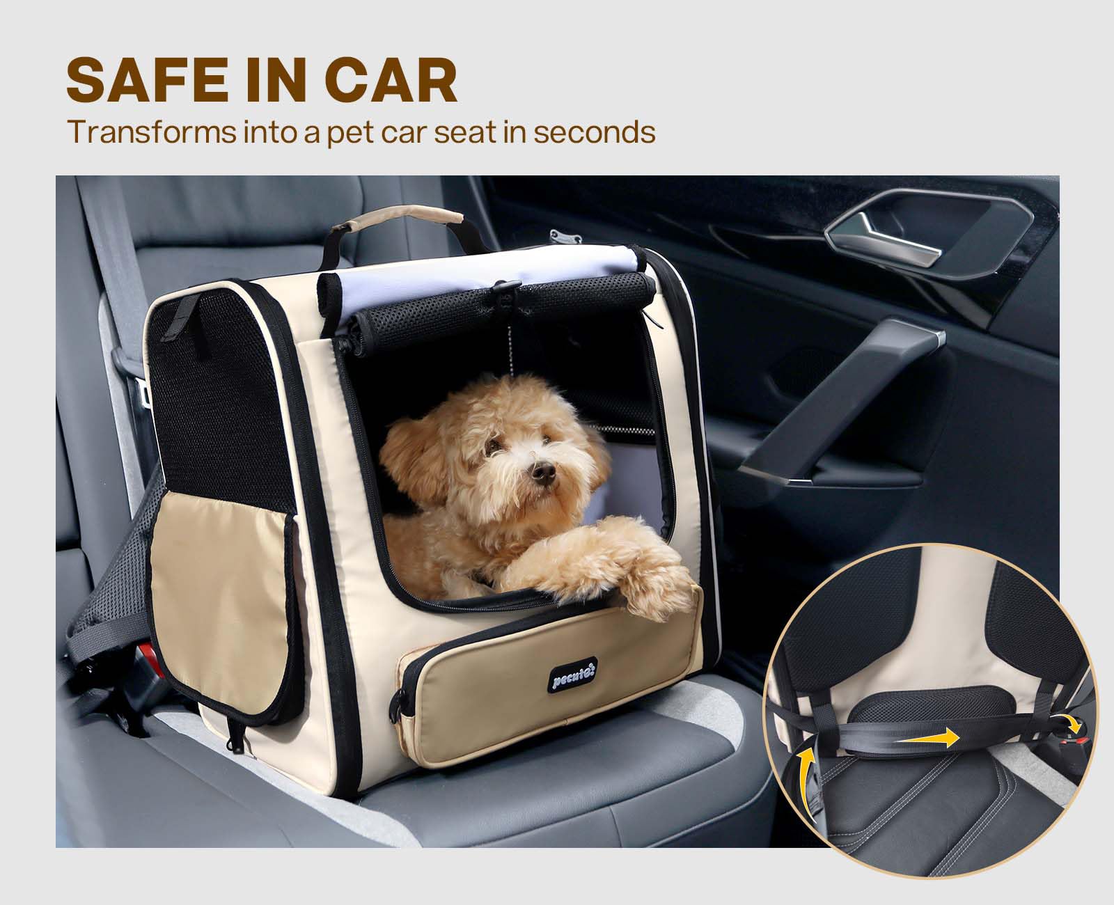Pecute transportín: privacidad con tapa enrollable para calma.