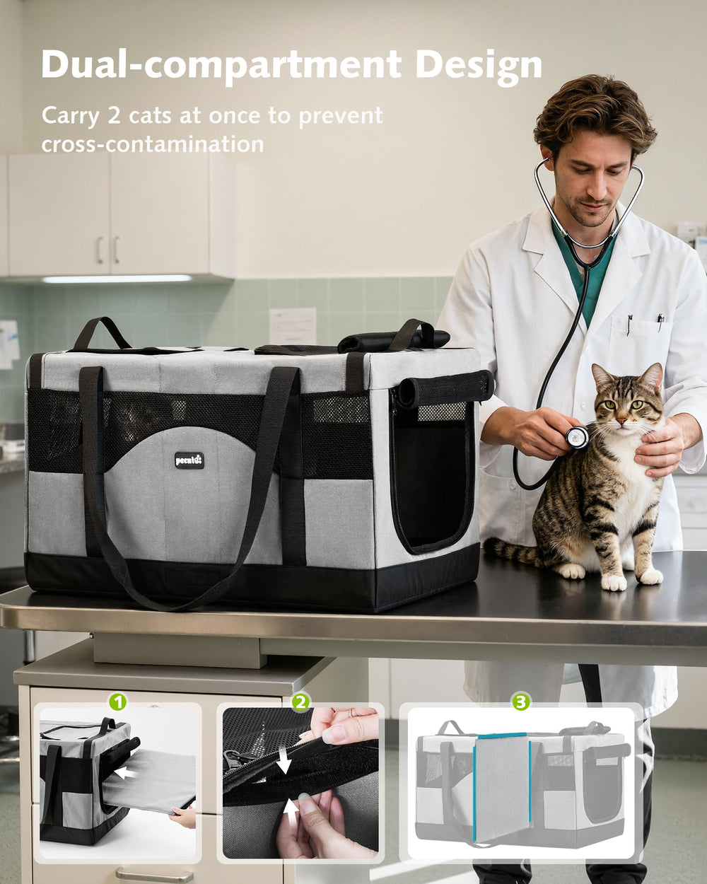 Pecute transportín para gatos: ventilación en múltiples lados