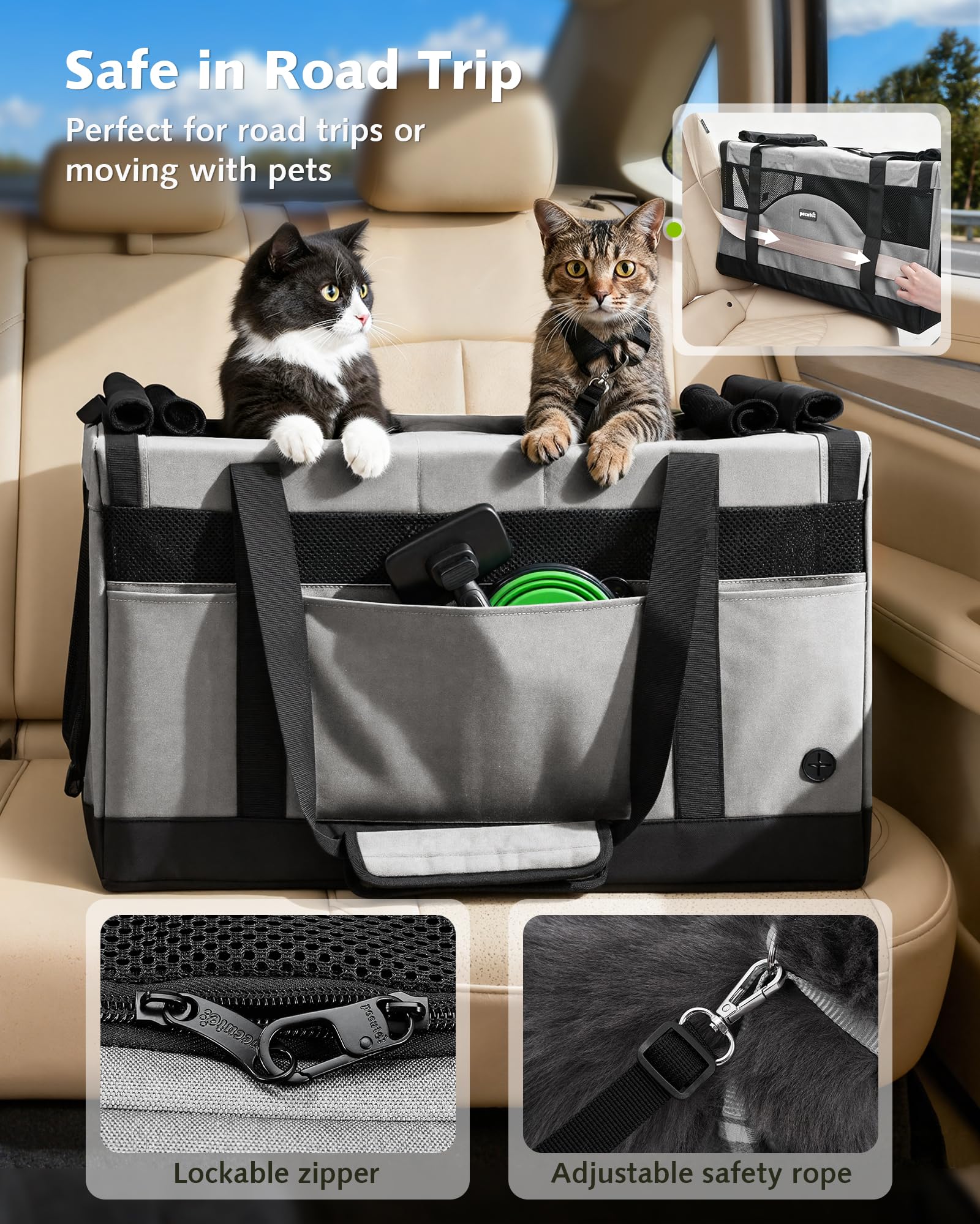 Pecute transportín para gatos: sombrilla solar retráctil