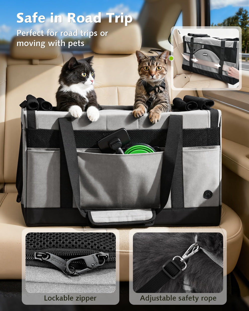 Pecute transportín para gatos: sombrilla solar retráctil