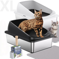 PEDIBAT caja de arena en acero inoxidable XL con tapa, visión de apertura lateral.