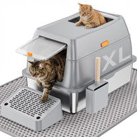 PEDIBAT caja de arena de acero inoxidable extra grande, espacio para gatos.