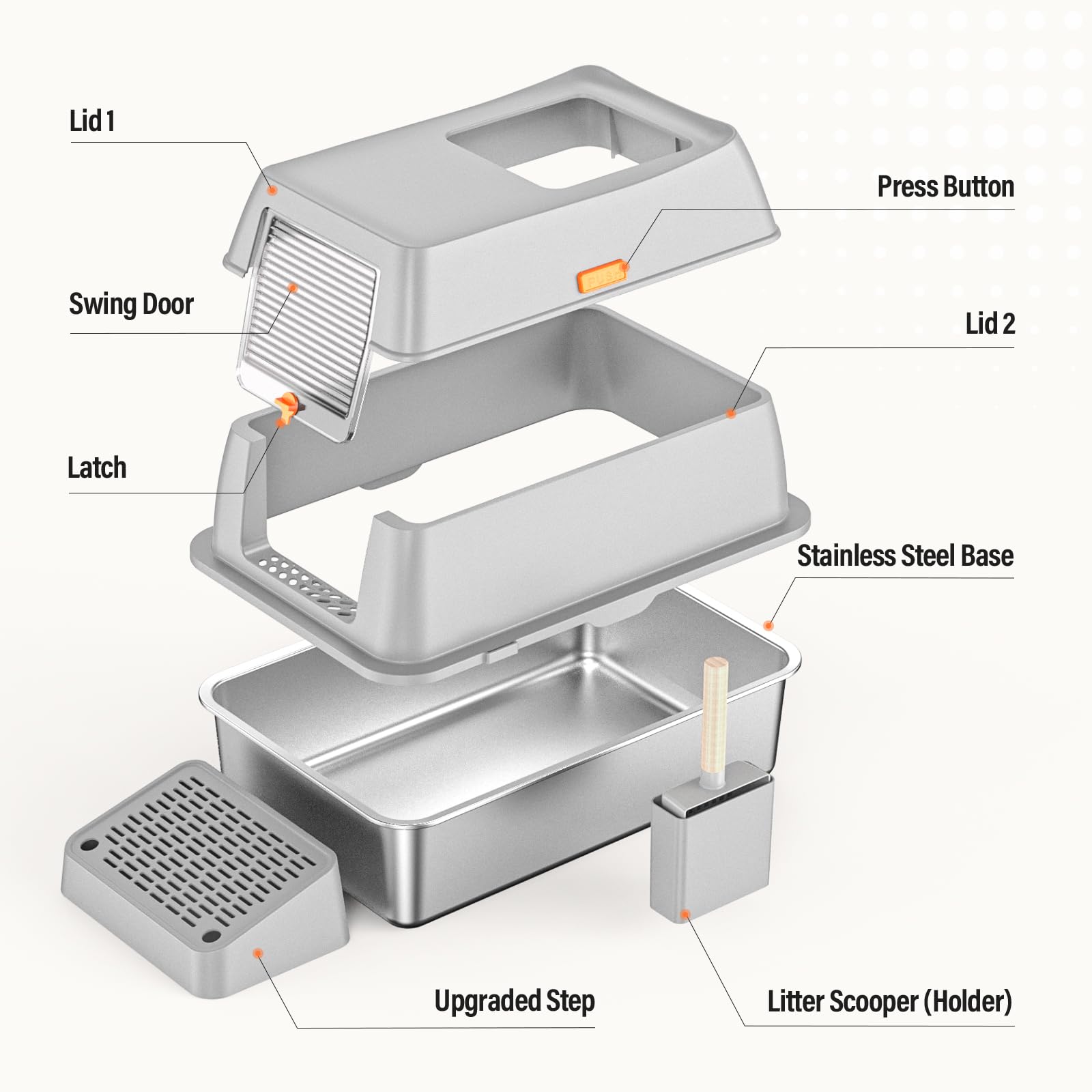 PEDIBAT caja con pala incluida para limpieza rápida.