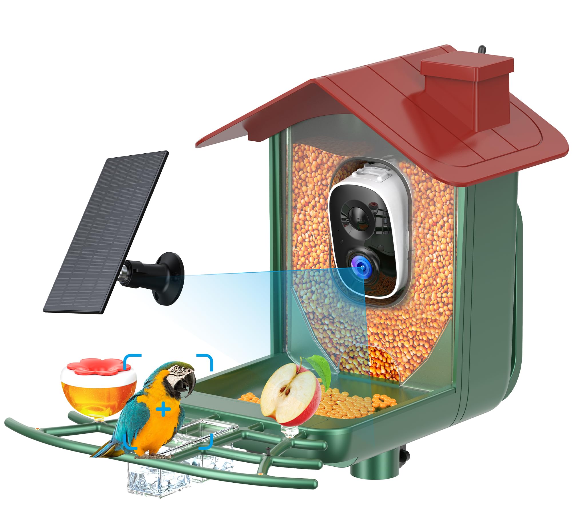 peeipm alimentador-pajaro con camara solar para exterior, visión 2K detallada