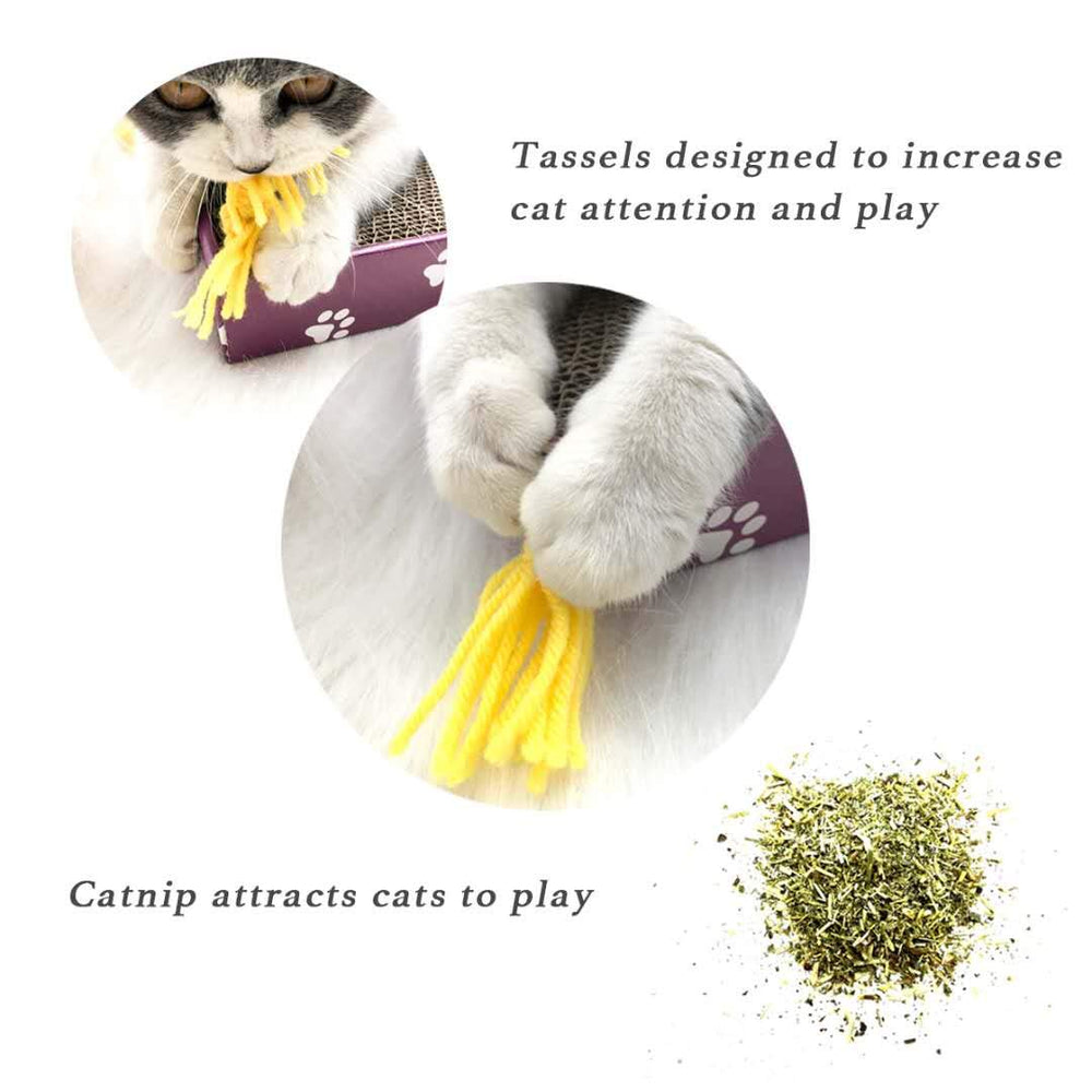 Peekab colgante incluido atrae al gato para más juego.