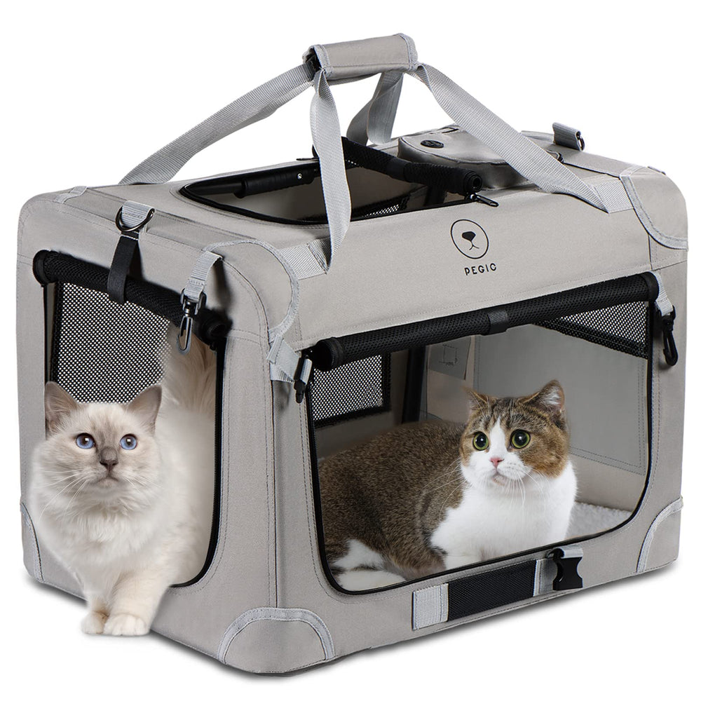Pegic transportadora Extra Grande, vista frontal, ideal para viajar con dos gatos