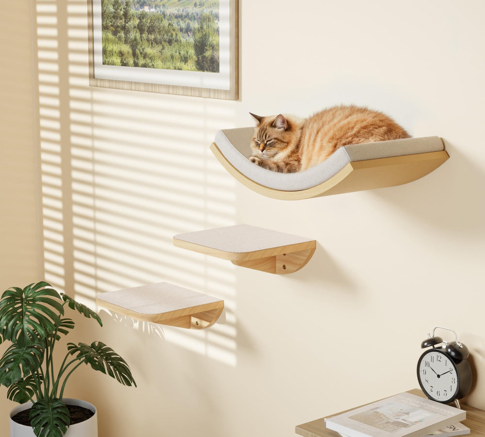 PELUMOZ cama-pared para gato curvo, zona elevada para descanso seguro.