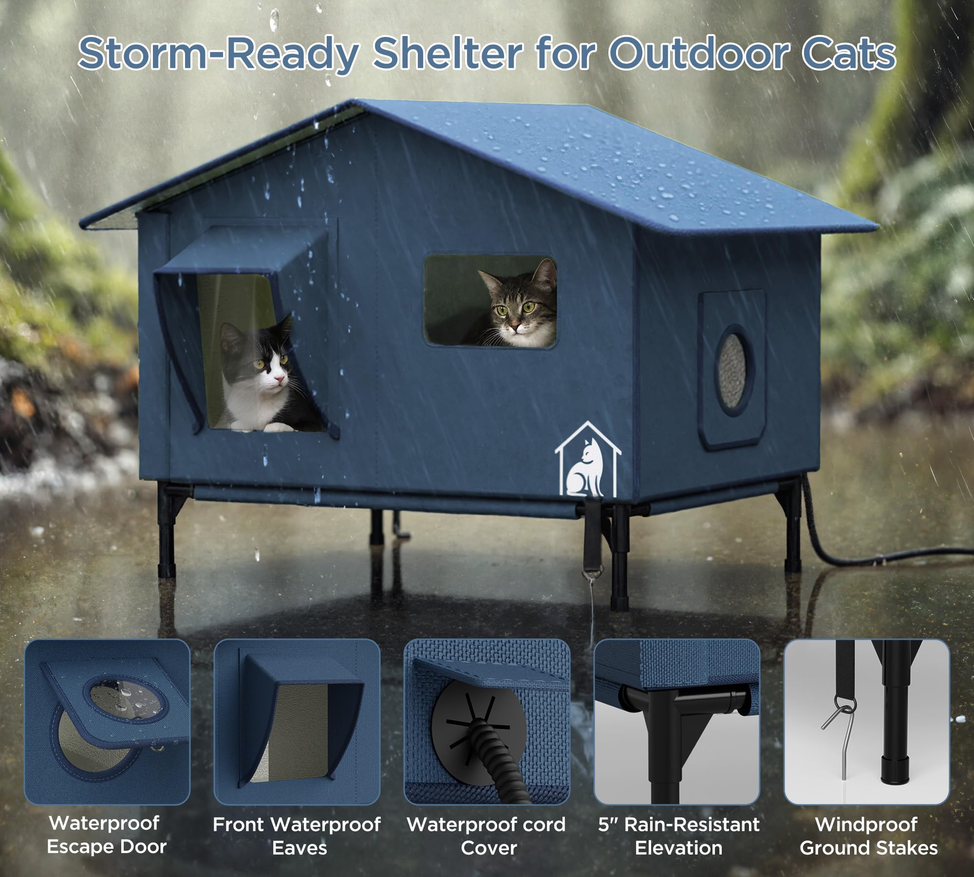 Pelúomoz casa gatos compatible con estación de alimentación, solución completa.