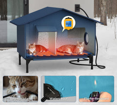 Pelúomoz casa gatos techo plegable, acceso rápido para limpieza y revisión.
