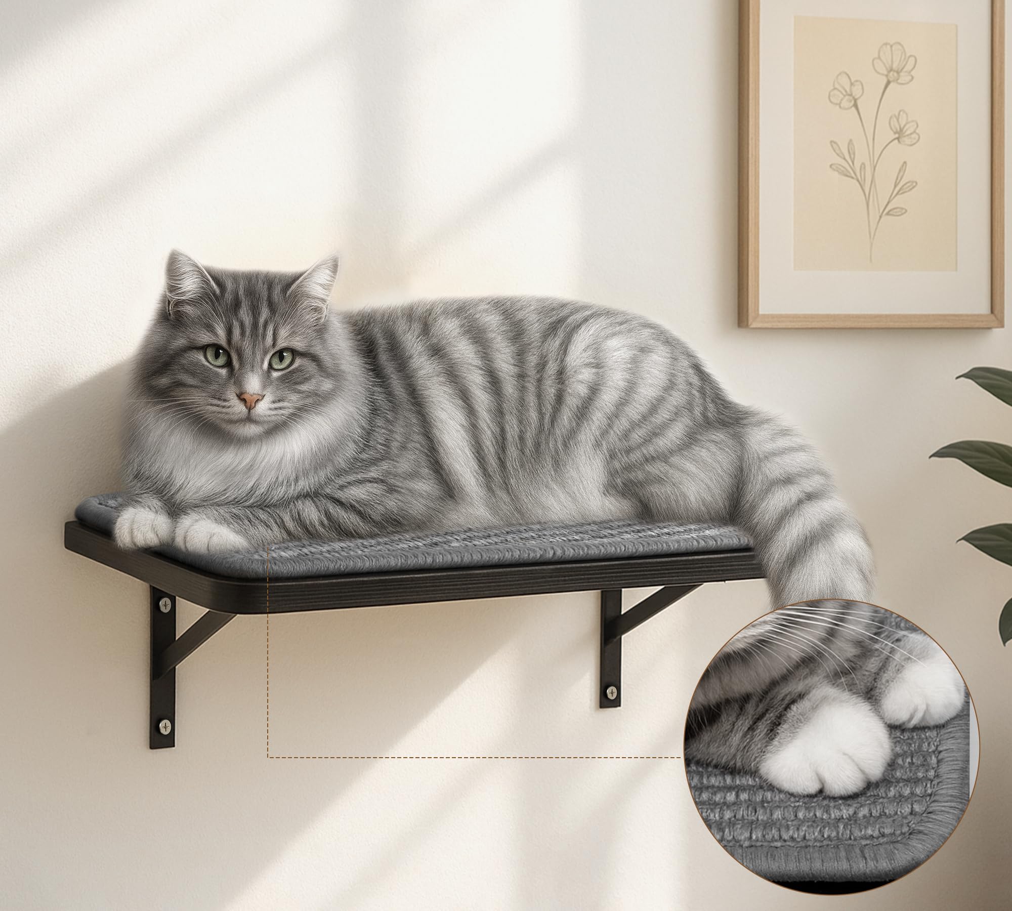 PEL UOMOZ cojín de sisal gris para gato, superficie rascar y descansar