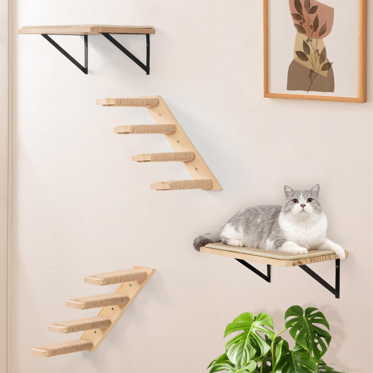 PELUMOZ estanterias gato pared 2 piezas descanso seguro para felinos